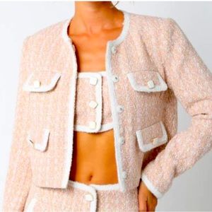 Olivaceous blush/white tweed jacket. Size medium